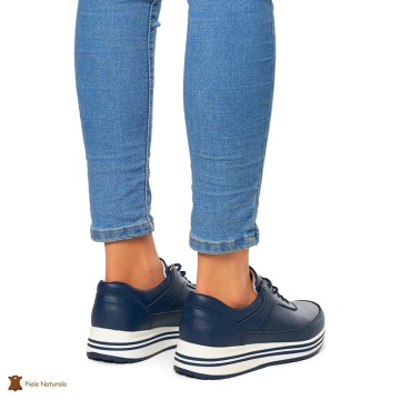 Pantofi Casual dama din Piele naturala CRL00809 NAVY - Img 4