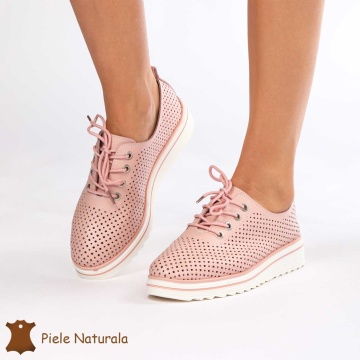 Pantofi casual dama din Piele naturală CRL0113 ROZ