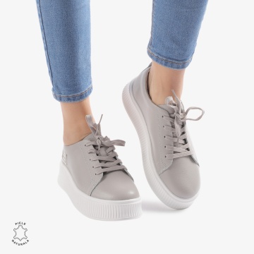 Pantofi Casual dama din Piele Naturala CRL0850 GRI