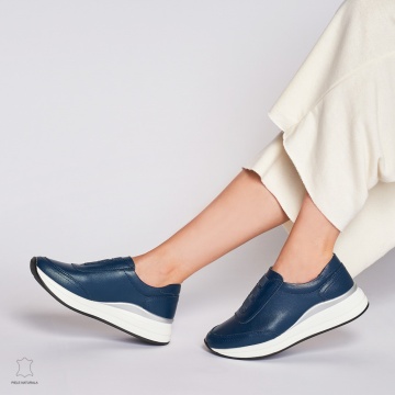 Pantofi Casual dama din Piele naturala CU INCHIDERE ELASTIC CRL1233 BLEUMARIN - Img 3