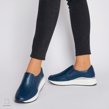 Pantofi Casual dama din Piele naturala CU INCHIDERE SLIP-ON CRL1235 NAVY - Img 3