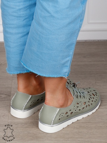 PANTOFI CASUAL dama din Piele naturala PERFORATA CU MODEL CRL1356 barilla - Img 4