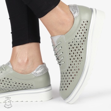 Pantofi Casual dama din piele naturala Perforati CRL0782 BARILLA - Img 2