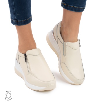 Pantofi Casual Dama Piele Naturala CRL0072 BEJ- N - Img 2