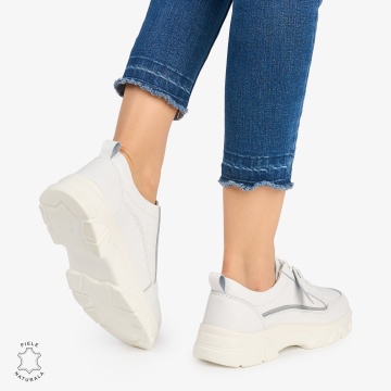 Pantofi Casual de dama din Piele Naturala COMODE CU MODEL CRL1218 ALB - Img 3
