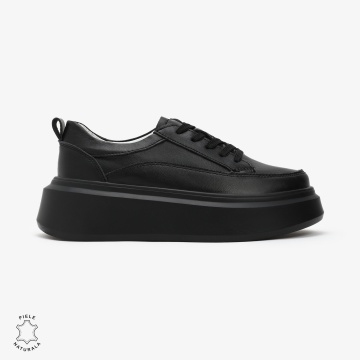 Pantofi Casual de dama din Piele Naturala CRL0566 NEGRU - Img 2