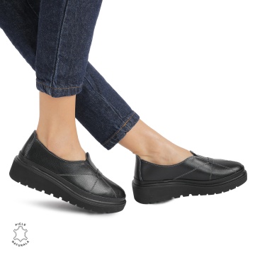 Pantofi Casual de dama din Piele Naturala CRL0918 NEGRU - Img 2