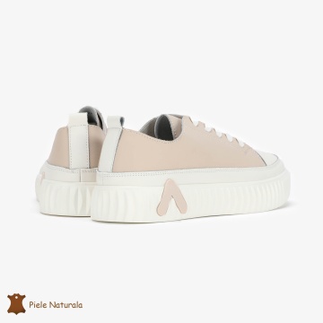 Pantofi Casual de dama din Piele naturala cu talpa groasa CRL0489 BEJ - Img 3