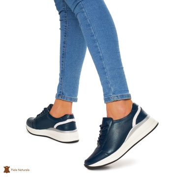 Pantofi casual de dama din piele naturala cu talpa plata CRL0019 - Img 3