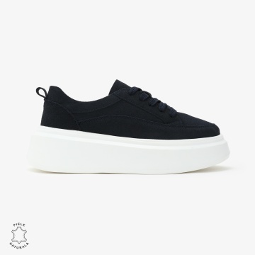 Pantofi Casual de dama din Piele Naturala Intoarsa CRL0567 NAVY - Img 2
