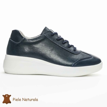 Pantofi casual elegante de dama din piele naturala CRL0221 BLEUMARIN - Img 2