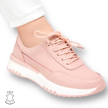 Pantofi casual piele naturala CRL886 ROZ - Img 2