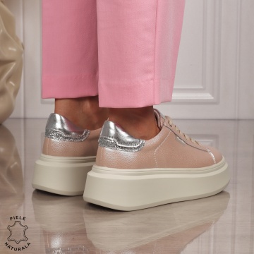 Pantofi CASUAL PIELE NATURALA CU SIRET CRL1449 ROZ - Img 3
