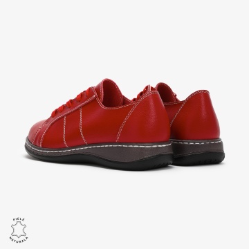 Pantofi casual Rosu de dama din piele naturala cu talpa plata CRL0013 - Img 3