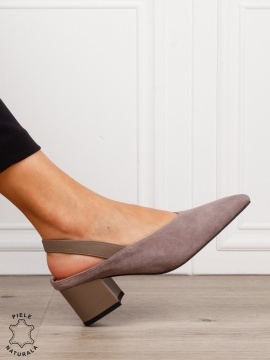 Pantofi dama eleganti din piele naturala Intoarsa cu varf ascutit CRL1631 GRI - Img 2