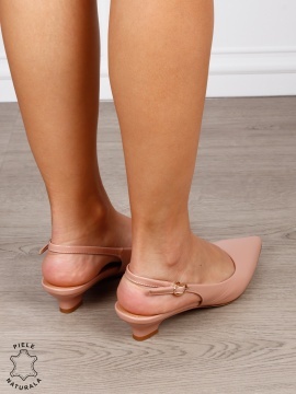 Pantofi dama eleganti slingback cu toc mic CRL1606 Roz - Img 4