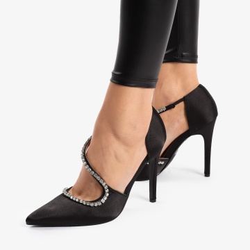 PANTOFI ELEGANTI DIN SATIN CU STRASURI SI MODEL CRL0800 - Img 2