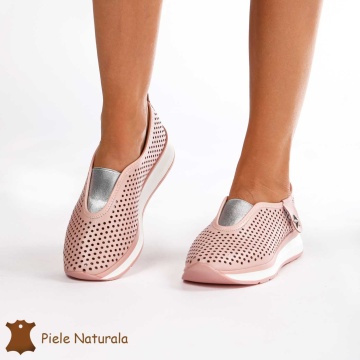 Pantofi Perforati Dama Piele naturală CRL0098 ROZ - Img 2