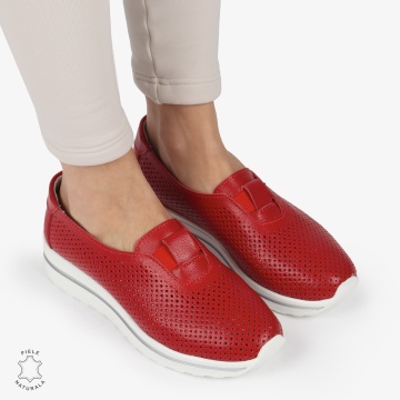 Pantofi Perforati Dama Piele naturală CRL0104 ROSU - Img 2