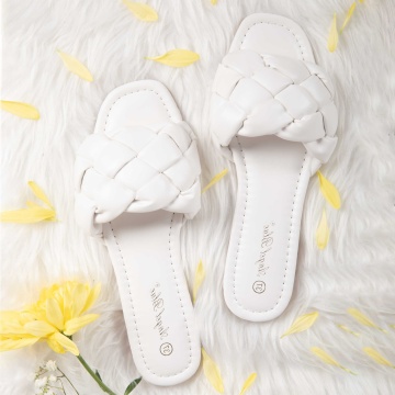 Papuci dama din Piele Ecologica albi CRL0151 - Img 2