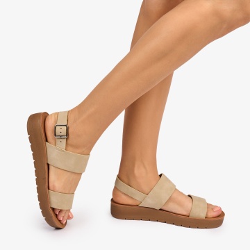 SANDALE dama din Piele ECOLOGICA CU BRETELE CRL1093 CULOARE: BEJ - Img 3