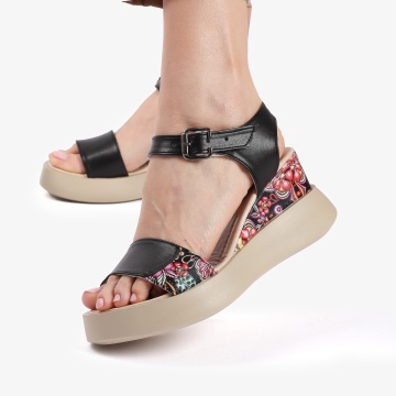 Sandale dama din Piele Ecologica cu Imprimeu Floral CRL0813 - Img 2