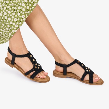 SANDALE Dama DIN TEXTIL CU MODEL In stil indian CRL1018 Culoare: NEGRU - Img 3