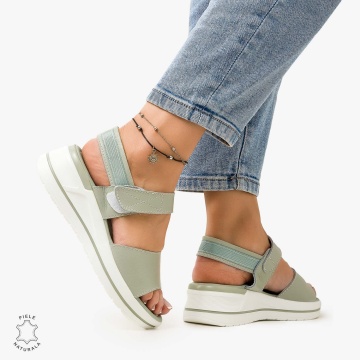 SANDALE Dama Piele Naturala CU BARETA CRL1098 Culoare: BARILLA - Img 3