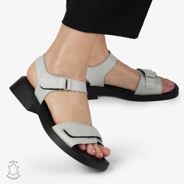 SANDALE Dama Piele Naturala CU INCHIDERE VELCRO CONFORTABILE CRL1373 GRI - Img 2