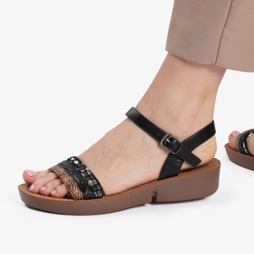 Sandale din Piele Ecologica CRL0160 NEGRU