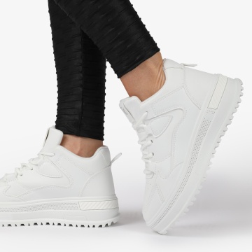 SNEAKERS din PIELE ECOLOGICA SI TEXTIL CRL1282 ALB - Img 2