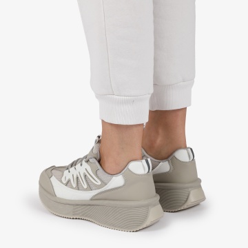 SNEAKERS din PIELE ECOLOGICA SI TEXTIL Multicolor CRL1279 GRI - Img 3