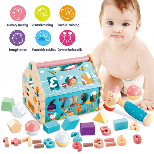 Joc Educativ, Cub cu Sortator de Forme, Multicolor - Img 1