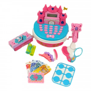 Casa de Marcat, Model Castel Printese, include calculator real, Scanner de Produse si Multiple accesorii de infrumusetare fetite, Roz - Img 7