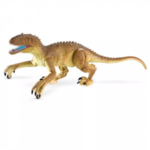 Jucarie interactiva Dinozaur Raptor Gigant cu telecomanda RC, 2.4 Ghz, sunete si lumini, Maro, 49x21x17 cm - Img 6