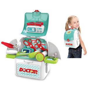 Set de Joaca, Trusa Medicala pentru copii 2in1, cu 9 Accesorii, in Forma de Rucsac cu Bretele Ajustabile, Stetoscop, Termometru, Ochelari, Seringa, Foarfeca, Multicolor - Img 13