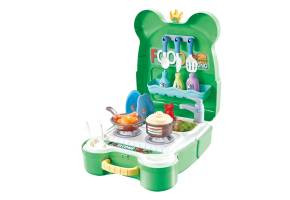 Set joaca rol, Bucatarie tip Ghiozdan, forma broscuta, accesorii incluse, Verde - Img 12