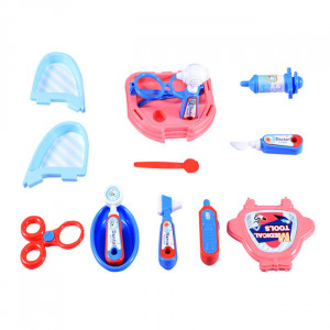 Set jucarie de rol, Mini Trusa medicala Asistenta Doctor, Avionul Medical, Albastru - Img 6