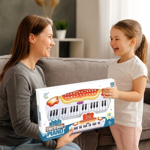 Orga Copii Electronica | Micul Pian, 12 Functii, ritmuri si sunete de instrumente diferite, Rosu - Img 3