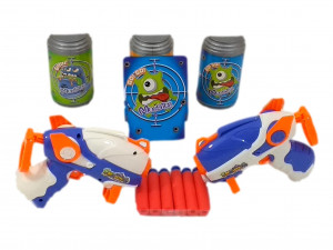 Set 2 pistoale de jucarie Blaster Tinteste , 12 gloante de spuma, multicolor