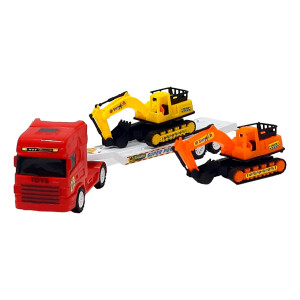 Set 3 masinute,1 X Trailer frictiune cabina rosu, 2 mini masini - Img 7