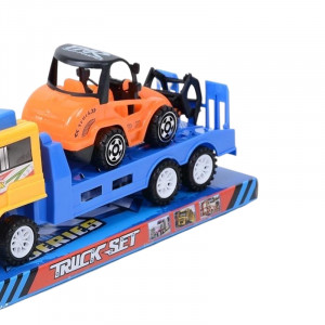 Set Camion de jucarie cu trailer tractare si cupa, Galben - Img 5