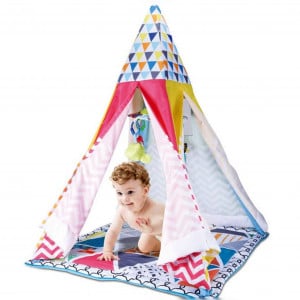 Set Cort de joaca pentru bebelusi, cu saltea pufoasa, stil indian Teepee - Img 5