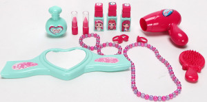 Set joaca rol frumusete "Geanta autobuz ", bijuterii, rujuri, feohn, perie par si alte accesorii incluse - Img 7