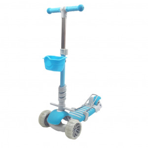 Trotineta Pentru Copii, MANINI, 5 in 1, Cu 3 Roti Luminoase, Ghidon Reglabil Pe Inaltime, Scaun Detasabil, Culoare Albastru - Img 16
