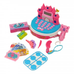Casa de Marcat, Model Castel Printese, include calculator real, Scanner de Produse si Multiple accesorii de infrumusetare fetite, Roz - Img 8