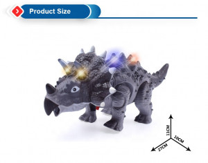 Dinozaur Triceratops electric, Cu Baterii, Lumini Multicolore, Sunete Si Miscari Realiste Interactive, gri - Img 4
