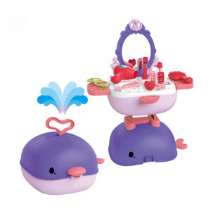 Jucarie de rol, dressing Makeup 3in1 tip mini rucsac, geanta si birou pentru scoala "Balena Minunata", 27 accesorii incluse, portabil, mov - Img 12