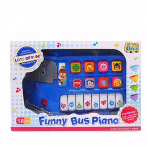 Jucarie muzicala educativa, Autobuz didactic, pentru copii cu lumini si sunete de animalute, Albastru - Img 6