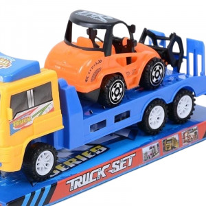 Set Camion de jucarie cu trailer tractare si cupa, Galben - Img 6